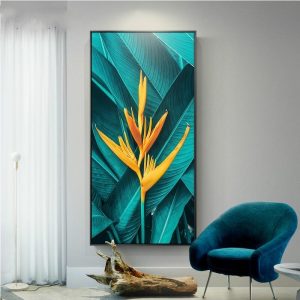 Nordic Green Plants Poster Leaf Yellow Flower Canvas Painting Posters and Prints Wall Art Pictures for Living Room Home Decor