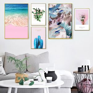 Nordic Minimalistic Plant Canvas Painting Fresh Natural Beach Landscape Combination Pictures Poster ROMANTIC RHAPSODY Home Decor