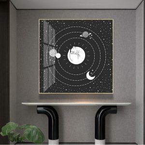 Nordic Modern Art Starry Sky Black and White Painting Wall Art Canvas Painting and Print for Modern Home Living Room Decoration