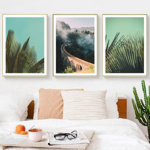 Nordic Modern Fresh Leaf Poster Home Decor Landscape Painting Nordic Canvas Painting Wall Art Print Letter Decor for Living Room