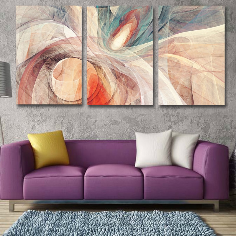 Nordic Modern Geometric Abstract Pattern 3 Pieces Canvas Art Painting ...