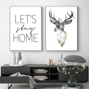 Nordic Modern Minimalist Let's Stay Home Quote Canvas Painting Scandinavian Wall Painting Living Room Decaration Home Decor