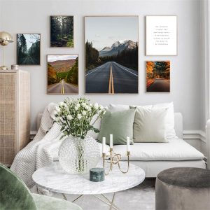 Nordic Modern Realist Scenery Poster Home Decor Nordic Canvas Painting Wall Art Print Road Landscape Picture for Living Room