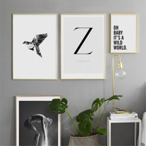 Nordic Modern Simple Girl Abstract Text Personality Letter Z design Living Room Decorative Painting canvas wall art painting