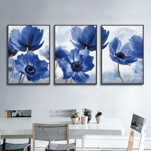 Nordic Modern Style Beautiful Blue Flowers Posters Home Decor Minimalism Canvas Painting Print Wall Picture For Living Room