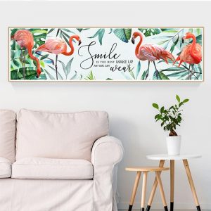 Nordic Poster Canvas Print Flamingo and Plant Bedroom Decoration Abstract Wall Picture for Living Room Canvas Mural Modern 5-61