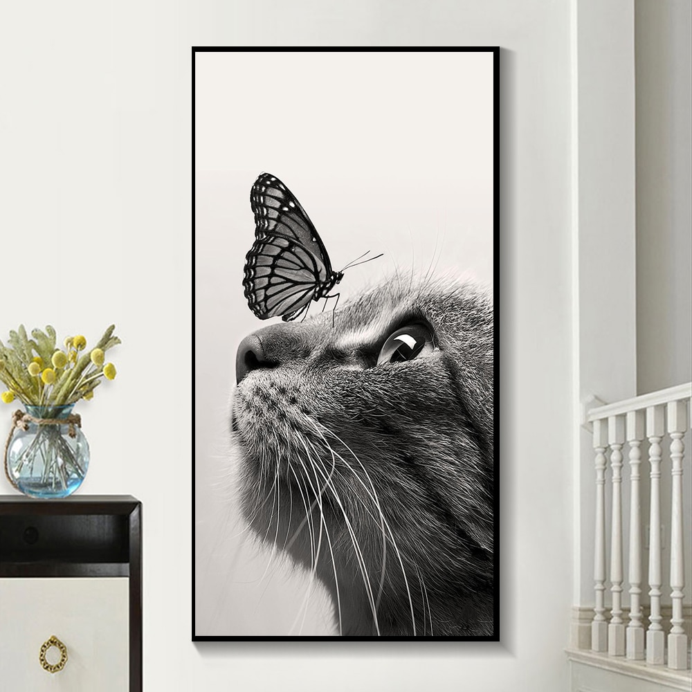 Nordic-Poster-and-Prints-Black-and-White-Cats-and-Butterfly-Wall-Art-Pictures-Decoration-Picture-Canvas-1.jpg