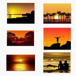 Nordic Romantic Sunset Dusk Canvas Beach Landscape Poster Picture Wall Home Art Decor