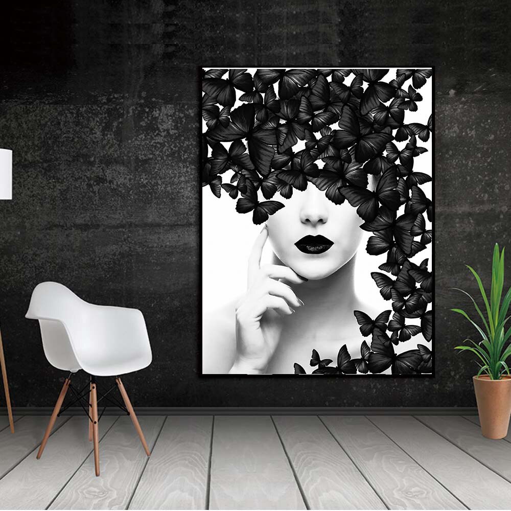 Nordic-Style-Poster-Wall-Poster-Prints-Black-and-White-Butterfly-Woman-Wall-Art-Canvas-Wall-Pictures-1.jpg