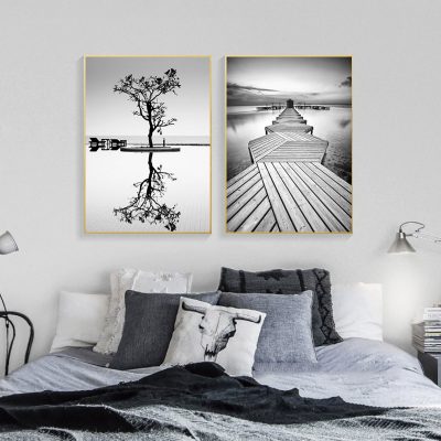 Nordic Style Prints Wall Art Black And White Tree Poster Minimalism ...