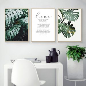 Nordic Tropical Green Leaf Canvas Painting Quotes Scandinavian Poster and Print Wall Pictures for Living Room Wall Art Decor