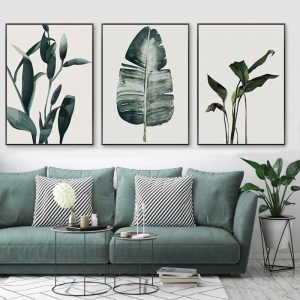 Nordic Tropical Plants Poster Watercolor Green Leaves Canvas Painting Wall Art Decorative Picture Modern Minimalist Home Decor