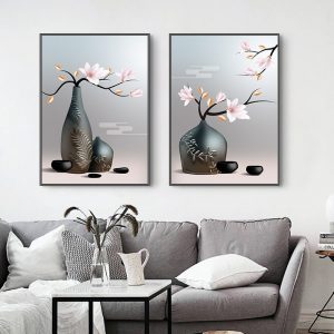 Nordic Vase Flower Wall Poster Print Canvas Painting Wall Art Pictures for Living Room Home Decor (No Frame)