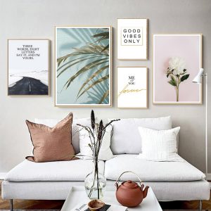 Nordic Wall Picture Landscape Poster Canvas Painting Minimalist Quotes Print Flower Mural Decor for Living Room Kitchen Pop Art