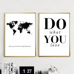 Nordic World Map letter Canvas Art Print Wall Painting/Poster for Bedroom Living Room Wall Art Picture Home Decor no frame