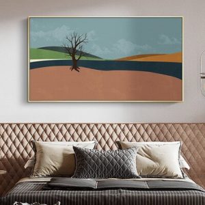 Nordic modern abstract art landscape mural sofa background wall