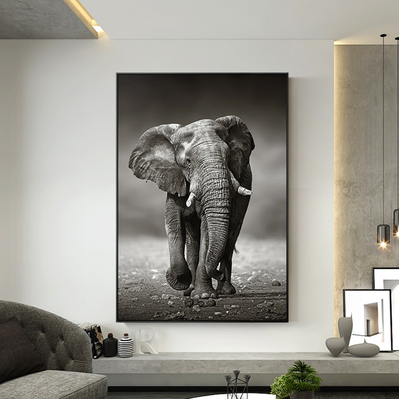 Nordic-poster-wall-art-Elephant-Photography-industry-Black-and-white-scenery-poster-pictures-canvas-painting-for-1.jpg