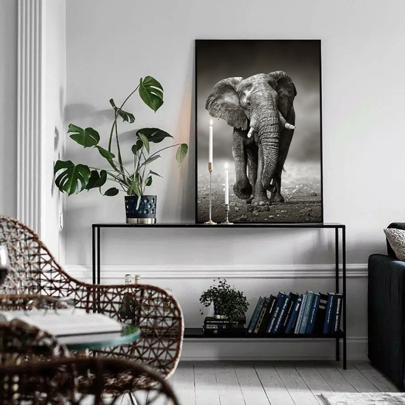 Nordic-poster-wall-art-Elephant-Photography-industry-Black-and-white-scenery-poster-pictures-canvas-painting-for-2.jpg