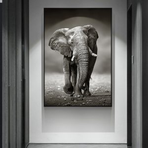 Nordic poster wall art Elephant Photography industry Black and white scenery poster pictures canvas painting for the living room
