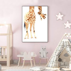Nursery Poster Giraffe Canvas Painting Wall Art Cartoon Print Painting Minimalist Poster Print Wall Pictures For Kids Room Decor