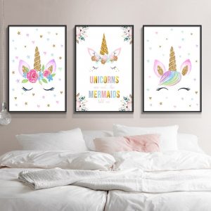 Nursery Posters Prints Unicorn Wall Art Poster Cartoon Canvas Painting Nordic Kids Decoration Pictures Baby Home Bedroom Decor