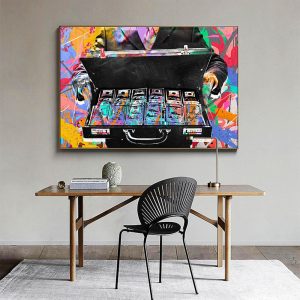 Office Decoration Abstract Color Money Box Man Canvas Painting Posters Wall Decor Prints Art Picture for Living Room No Frame