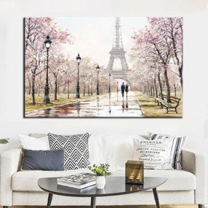 Paris Eiffel Tower Landscape HD Romantic City Lovers Print Abstract Oil Painting on Canvas Wall Art Living Room Sofa Home Decor