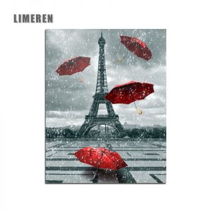 Paris Eiffel Tower Romantic Lovers Modular Picture Painting By Numbers On Canvas DIY Coloring Drawing By Numbers For Unique Gift