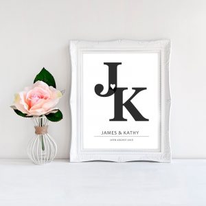 Personalized Initials Love Print Anniversary Canvas Paintings Poster Mono Wall Art Picture Bedroom Wedding Home Interiors Decor