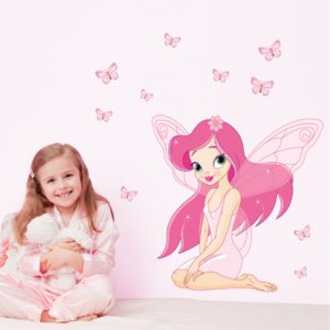 Pink Fairy Flower Butterfly Light Switch Wall Stickers for Kids Rooms Wall Decor Waterproof Art Decals Wallpaper Girl Home Decor