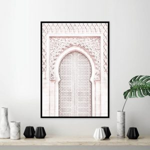 Pink Moroccan Arch Travel Wall Art Canvas Painting Poster Ancient Gate Morocco Door Artwork Pictures Prints Home Wall Art Decor