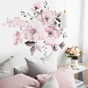 Pink Peony Vintage Wall Decal Vinyl Peel And Stick Removable Peonies Sticker Nursery Decor Girl Flower Art Home Decor