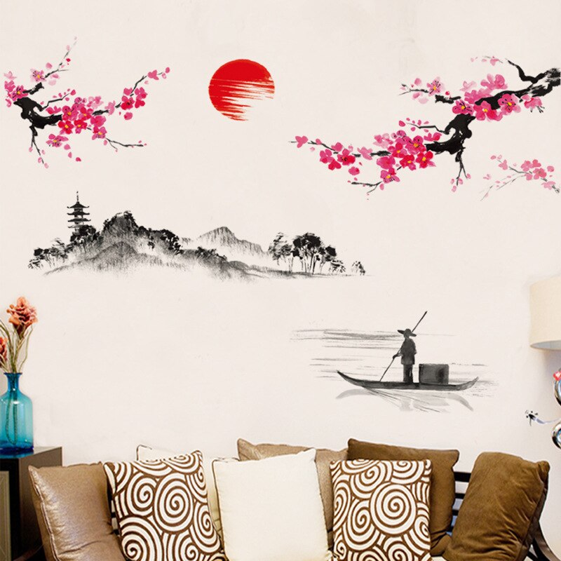 Plum-Sunrise-landscape-Chinese-style-art-Wall-Stickers-Living-room-Bedroom-background-for-home-decoration-Mural.jpg