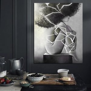 Ponder a Problem Black White Abstract Woman Print  Poster Wall Art Canvas Paintings Picture For Bedroom Room Modrem Home Decor