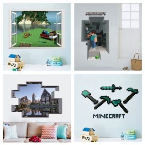 Popular Game Theme Wall Stickers For Kids Room Home Decoration Vivid 3d Window Wall Hole Mural Art Boys Wall Decal PVC Posters