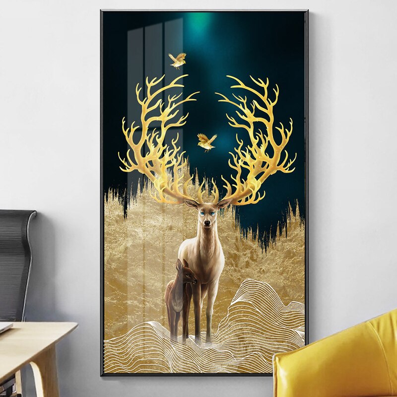 Poster-Gold-Deer-Tree-and-Bird-Canvas-Painting-Golden-Night-Wall-Art-Print-Modern-Picture-for-1.jpg