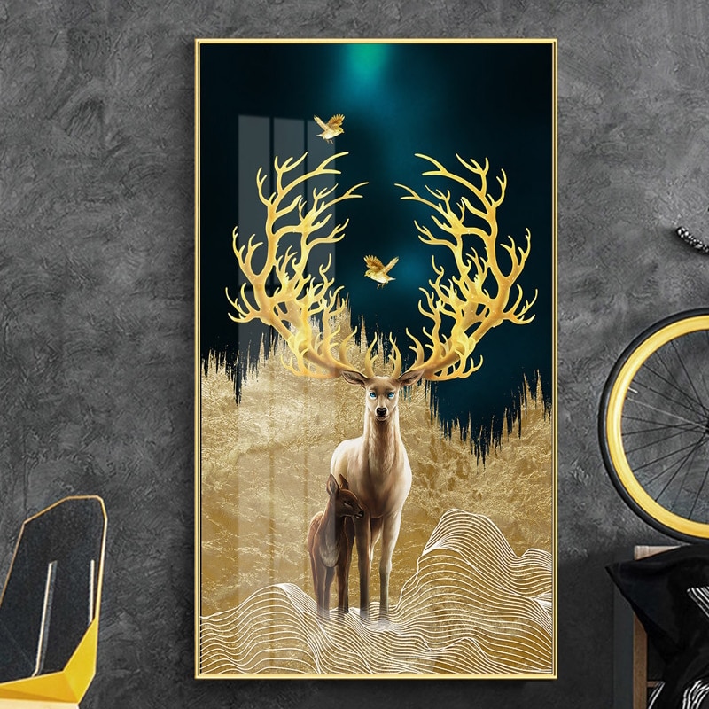Poster-Gold-Deer-Tree-and-Bird-Canvas-Painting-Golden-Night-Wall-Art-Print-Modern-Picture-for-3.jpg