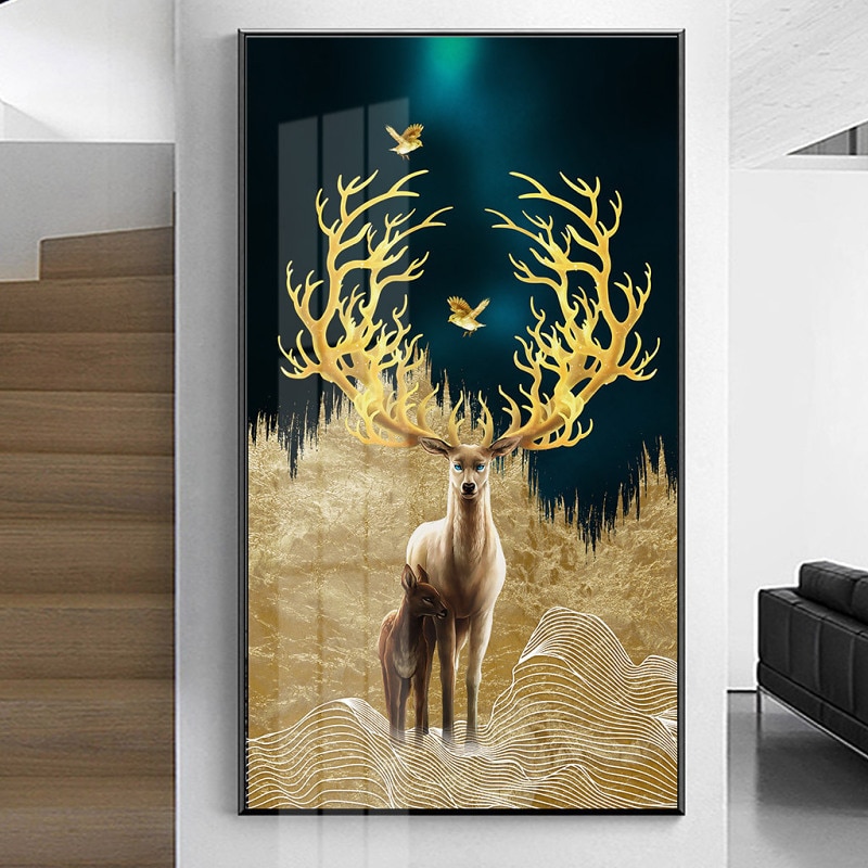 Poster-Gold-Deer-Tree-and-Bird-Canvas-Painting-Golden-Night-Wall-Art-Print-Modern-Picture-for.jpg