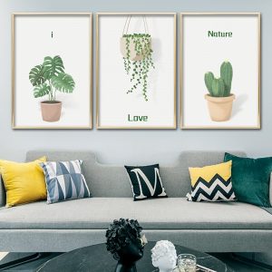 Posters Decorative Watercolor Plant Leaves Green Cactus Canvas Painting Scandinavian Wall Art Pictures Nordic Living Room Decor