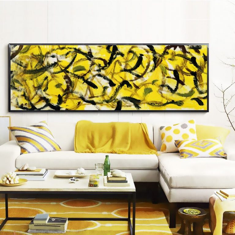 Posters and Prints Wall Art Canvas Painting Abstract Black and Golden