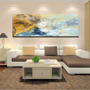 Posters and Prints Wall Art Canvas Painting, Modern Abstract Golden Yellow Posters Wall Art Pictures For Living Room Home Decor