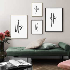 Printing Modular Pictures Nordic Style Poster Mr Mrs Him Her Minimalist Wall Art Canvas Painting For Living Room Home Decoration