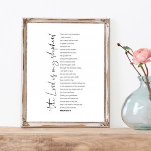 Psalm 23 Scripture Quote Print Bible Verse Christian Wall Art Canvas Painting Religious Poster Wall Picture Home Decor