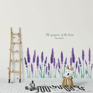 Purple lavender wall sticker Living room background home decoration Art Decals romantic Flower stickers Kick line Mural