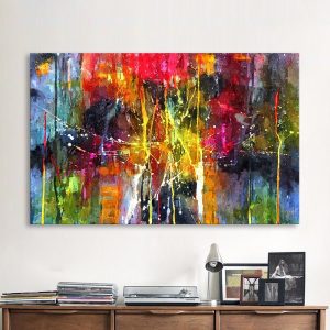 QKART Abstract Painting Colorful Canvas Wall Pictures for Living Room Office Bedroom  Modern Canvas Oil Painting