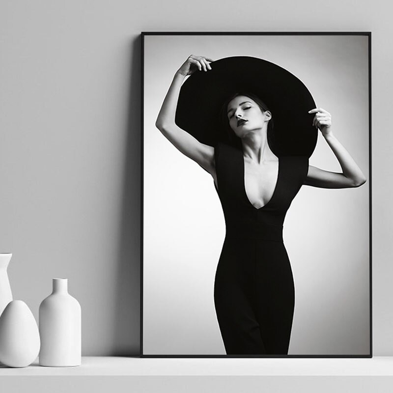 Quote-Canvas-Painting-Nordic-Girl-Poster-Landscape-Scenery-Art-Wall-Print-Scandinavian-Black-White-Wooden-Bridge-2.jpg