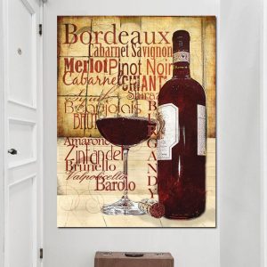 Red Wine Glasses Bottle Quote Poster Print Modern Kitchen Oil Painting On Canvas Wall Art Painting Bar Dining Room Decoration