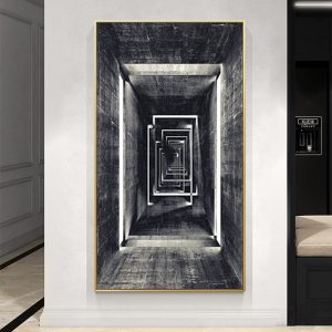Retro Abstract Geometric Canvas Painting Infinite Corridor Posters Prints Wall Art Picture for Living Room Home Decor Cuadros