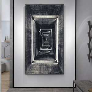 Retro Abstract Geometric Canvas Paintings Infinite Corridor Posters and Prints Wall Art Picture Room Cuadros Home Decoration