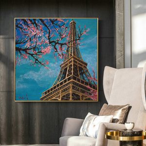 Romantic City Paris Eiffel Tower watercolor Landscape Oil Painting on Canvas Poster Print Wall Picture Art Home Decor Cuadros